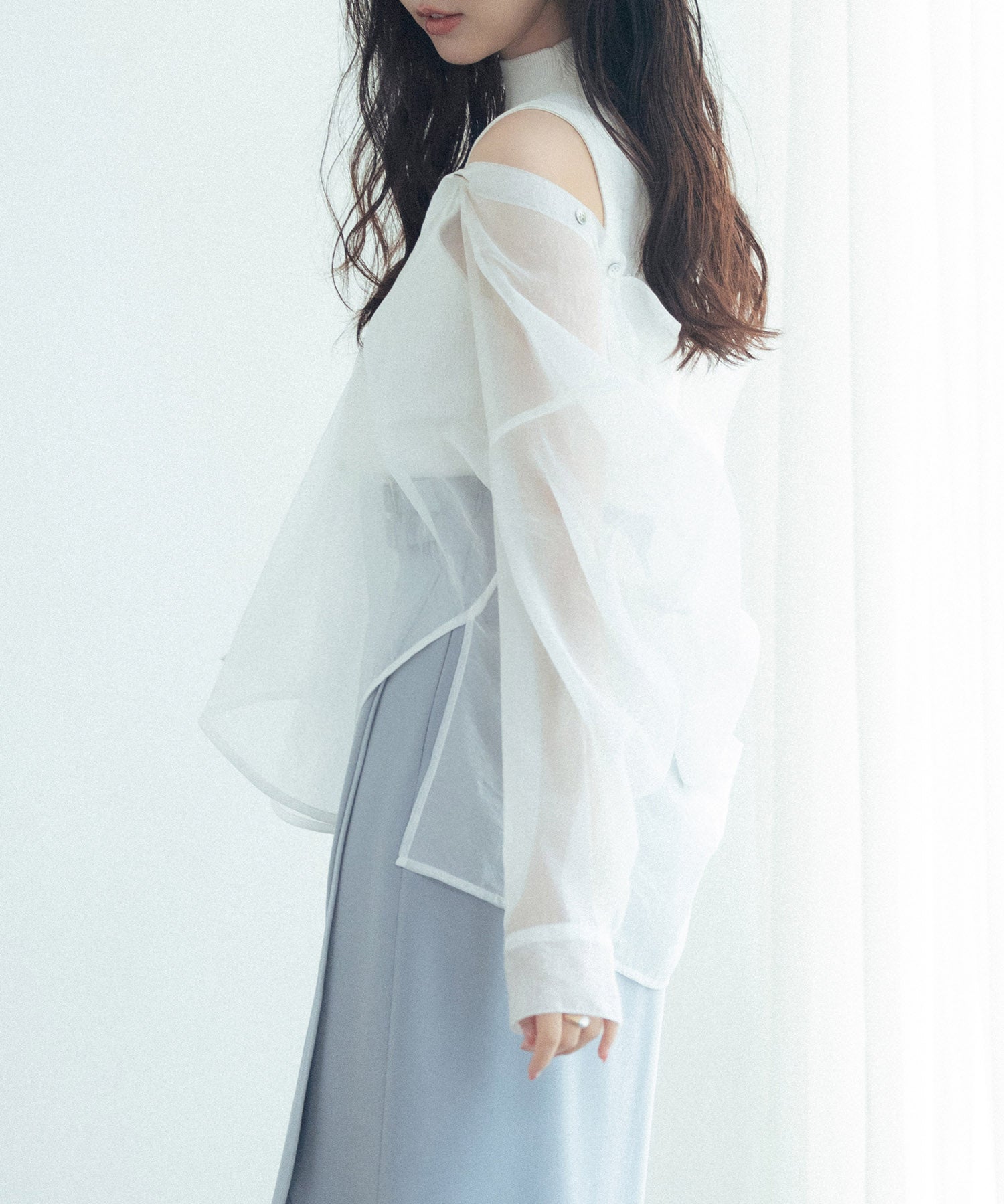 シアーシャツ×ノースリーブニット2点セットsdpxyf242605 ホワイト