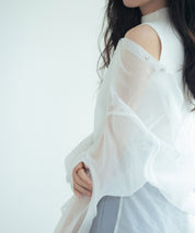 シアーシャツ×ノースリーブニット2点セットsdpxyf242605 ホワイト