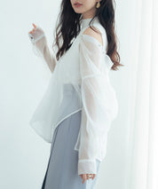 シアーシャツ×ノースリーブニット2点セットsdpxyf242605 ホワイト