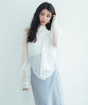 シアーシャツ×ノースリーブニット2点セットsdpxyf242605 ホワイト