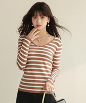 コンパクトVネックニットプルオーバーsdpxyf2743 ブラウン系その他