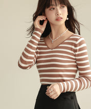 コンパクトVネックニットプルオーバーsdpxyf2743 ブラウン系その他