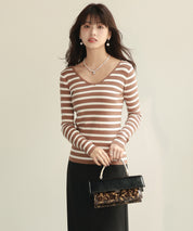 コンパクトVネックニットプルオーバーsdpxyf2743 ブラウン系その他