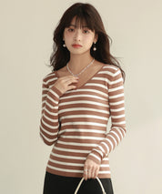 コンパクトVネックニットプルオーバーsdpxyf2743 ブラウン系その他