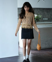 透かし編みフリンジニットカーディガンsdpxyf2817 ベージュ