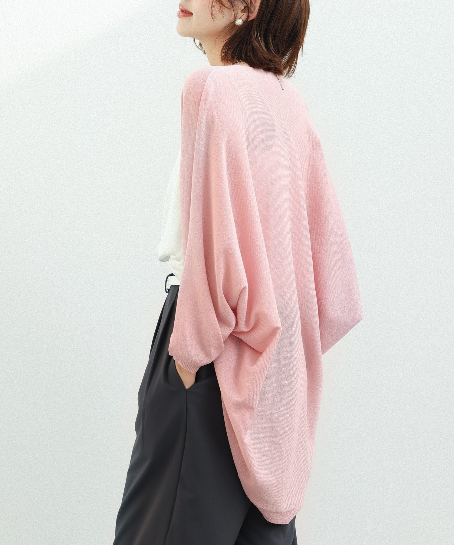 ドルマンスリーブニットボレロカーディガンsdpxyf2941 ピンク