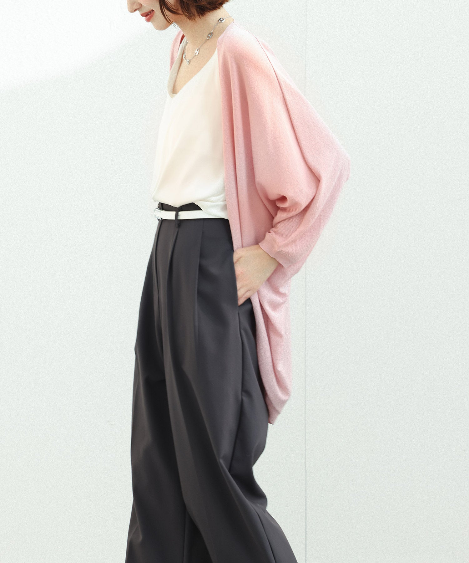 ドルマンスリーブニットボレロカーディガンsdpxyf2941 ピンク