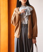 畦編みパールニットカーディガンsdpxyf2953 ブラウン