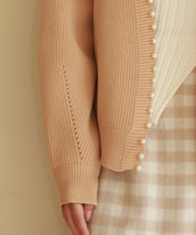 畦編みパールニットカーディガンsdpxyf2953 ライトブラウン