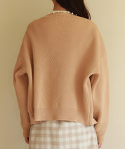 畦編みパールニットカーディガンsdpxyf2953 ライトブラウン