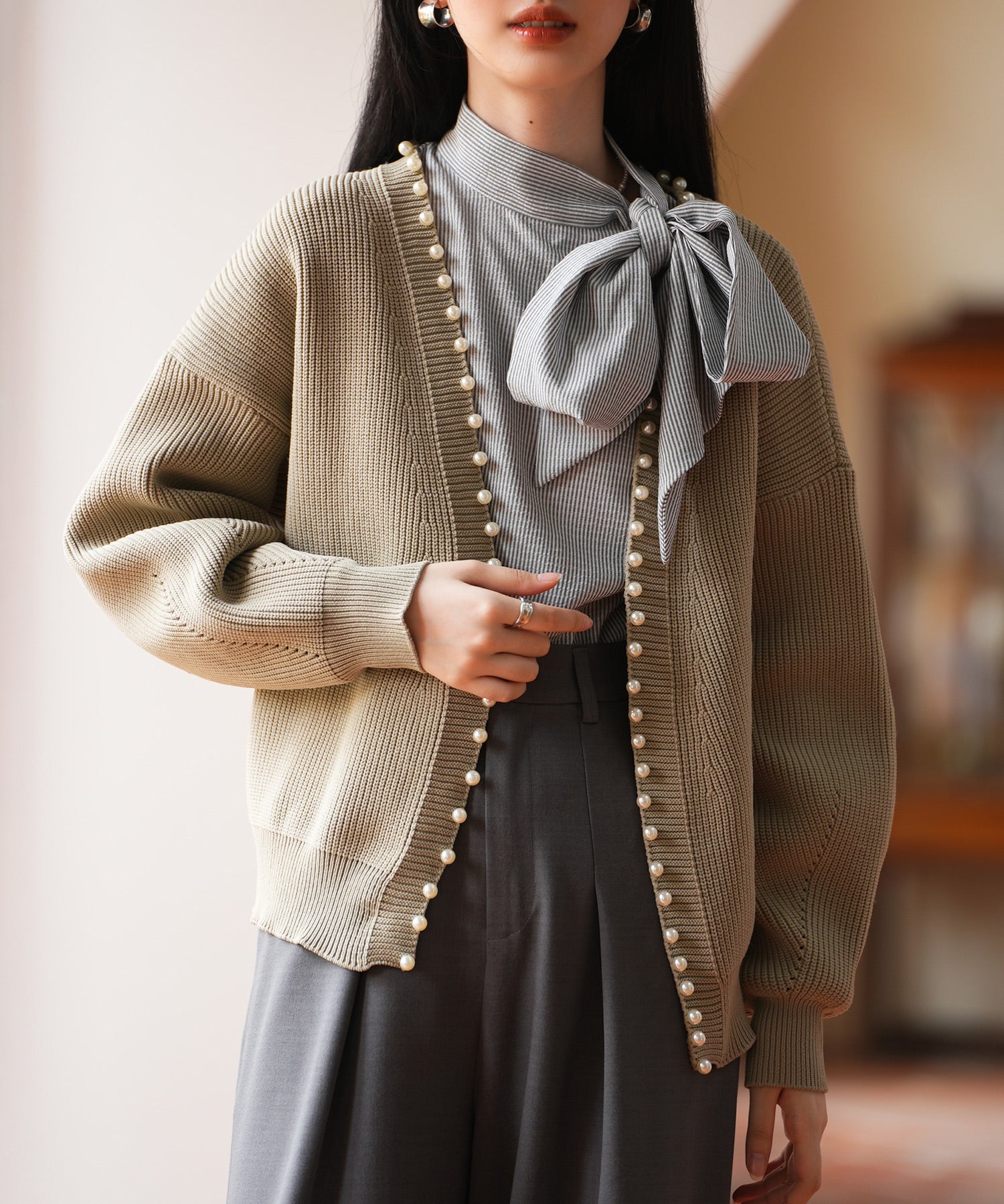 畦編みパールニットカーディガンsdpxyf2953-103-99