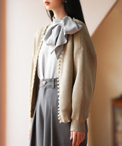 畦編みパールニットカーディガンsdpxyf2953 モカ