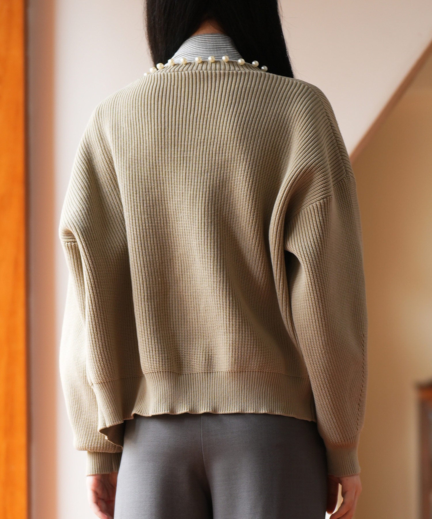 畦編みパールニットカーディガンsdpxyf2953 モカ