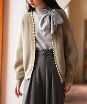 畦編みパールニットカーディガンsdpxyf2953 モカ