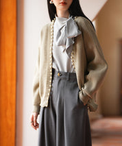 畦編みパールニットカーディガンsdpxyf2953 モカ