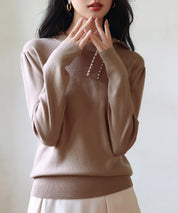 首元パールリボンハイゲージニットプルオーバーsdpxyf2966