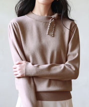 首元パールリボンハイゲージニットプルオーバーsdpxyf2966