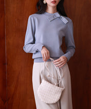 首元パールリボンハイゲージニットプルオーバーsdpxyf2966