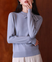 首元パールリボンハイゲージニットプルオーバーsdpxyf2966