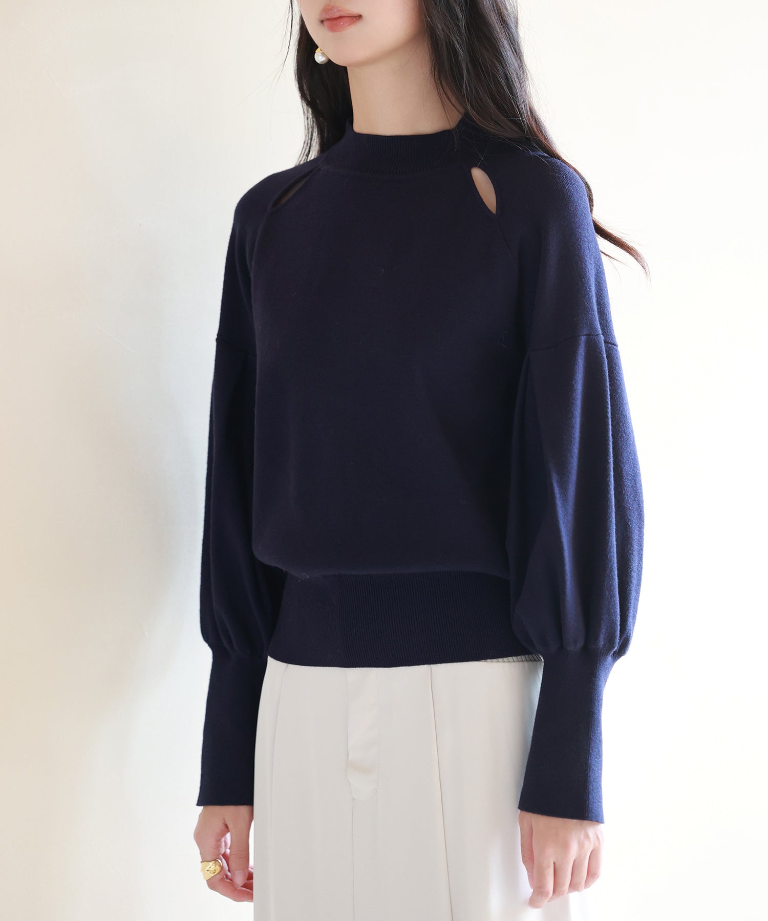 ふんわりスリープニットプルオーバーsdpxyf2972 ネイビー