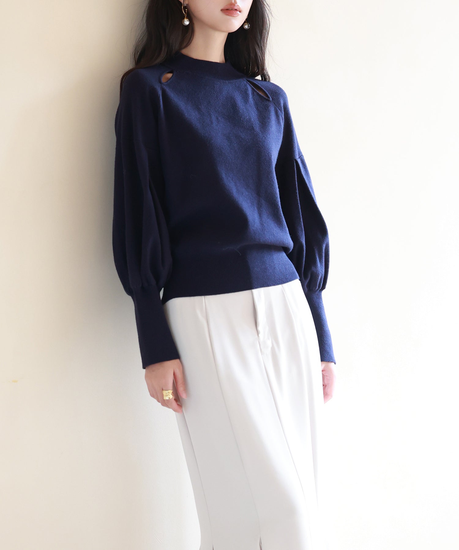 ふんわりスリープニットプルオーバーsdpxyf2972 ネイビー