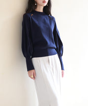 ふんわりスリープニットプルオーバーsdpxyf2972 ネイビー