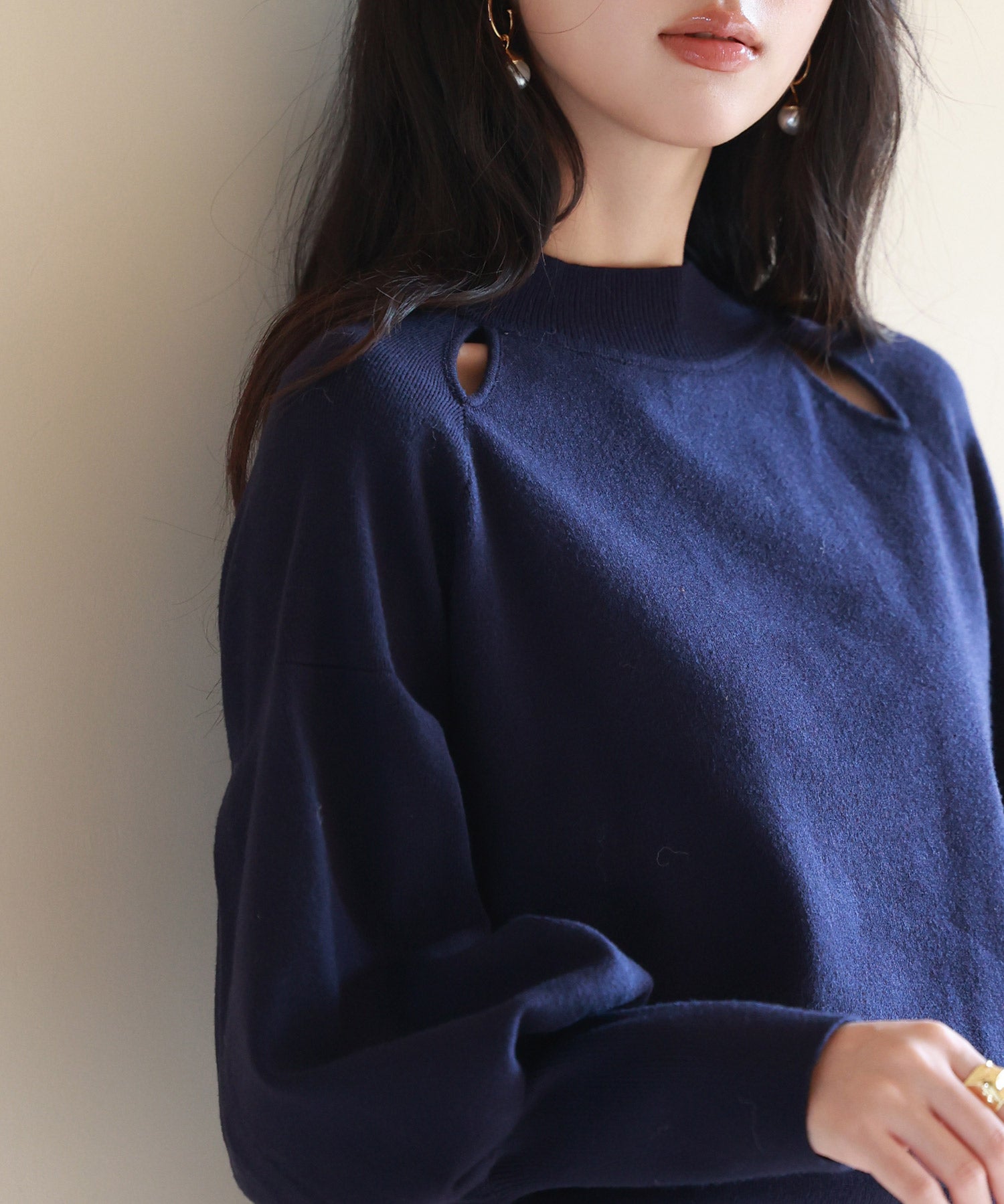 ふんわりスリープニットプルオーバーsdpxyf2972 ネイビー