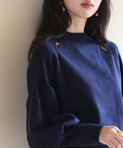 ふんわりスリープニットプルオーバーsdpxyf2972 ネイビー