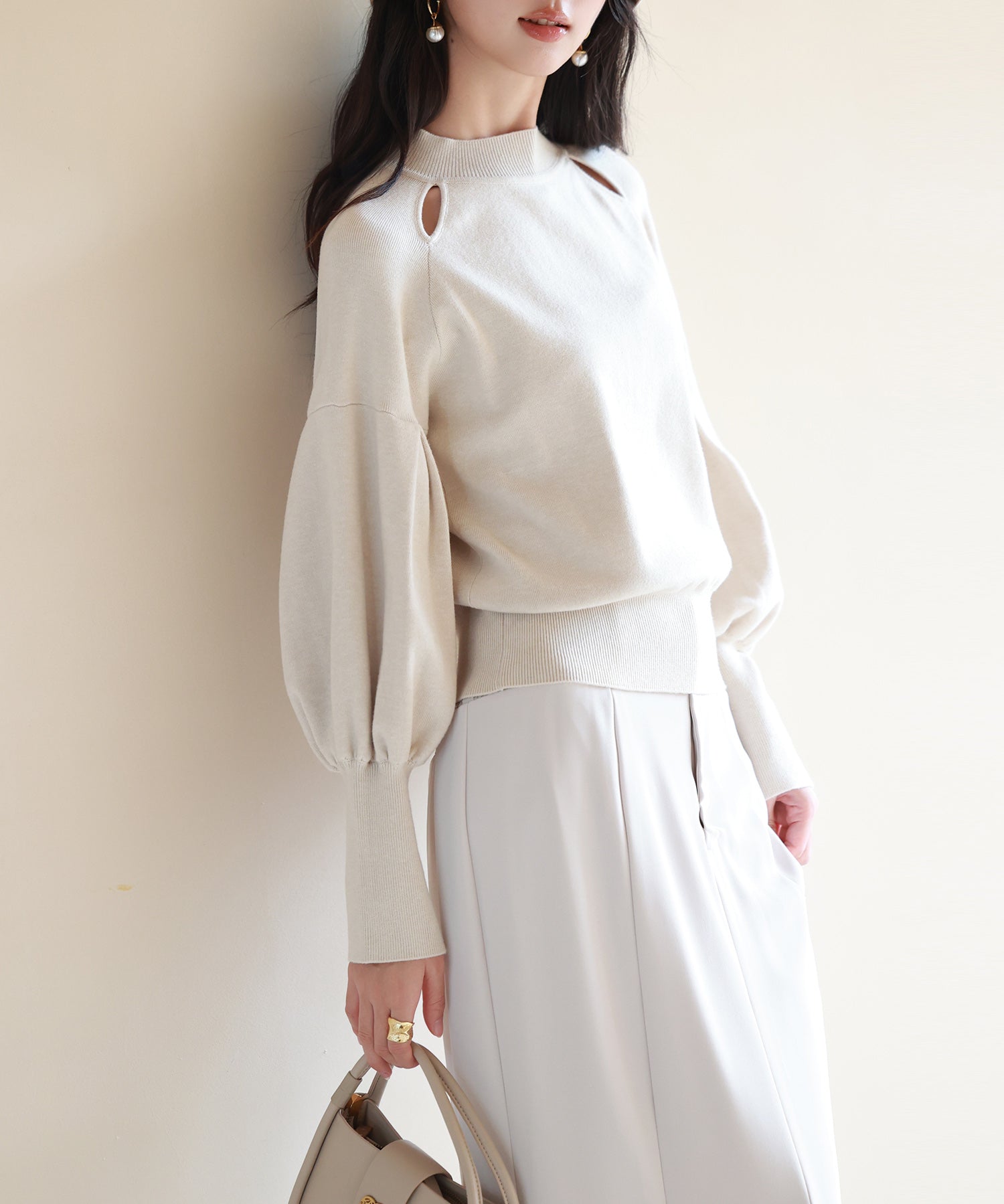 ふんわりスリープニットプルオーバーsdpxyf2972 アイボリー