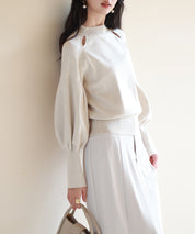 ふんわりスリープニットプルオーバーsdpxyf2972 アイボリー