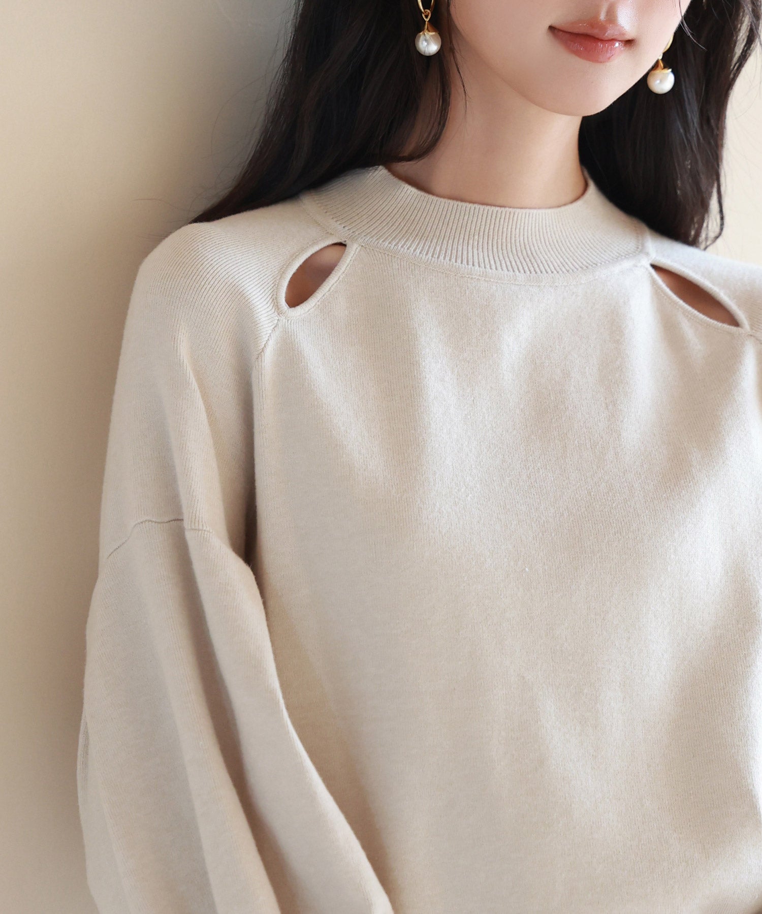 ふんわりスリープニットプルオーバーsdpxyf2972 アイボリー