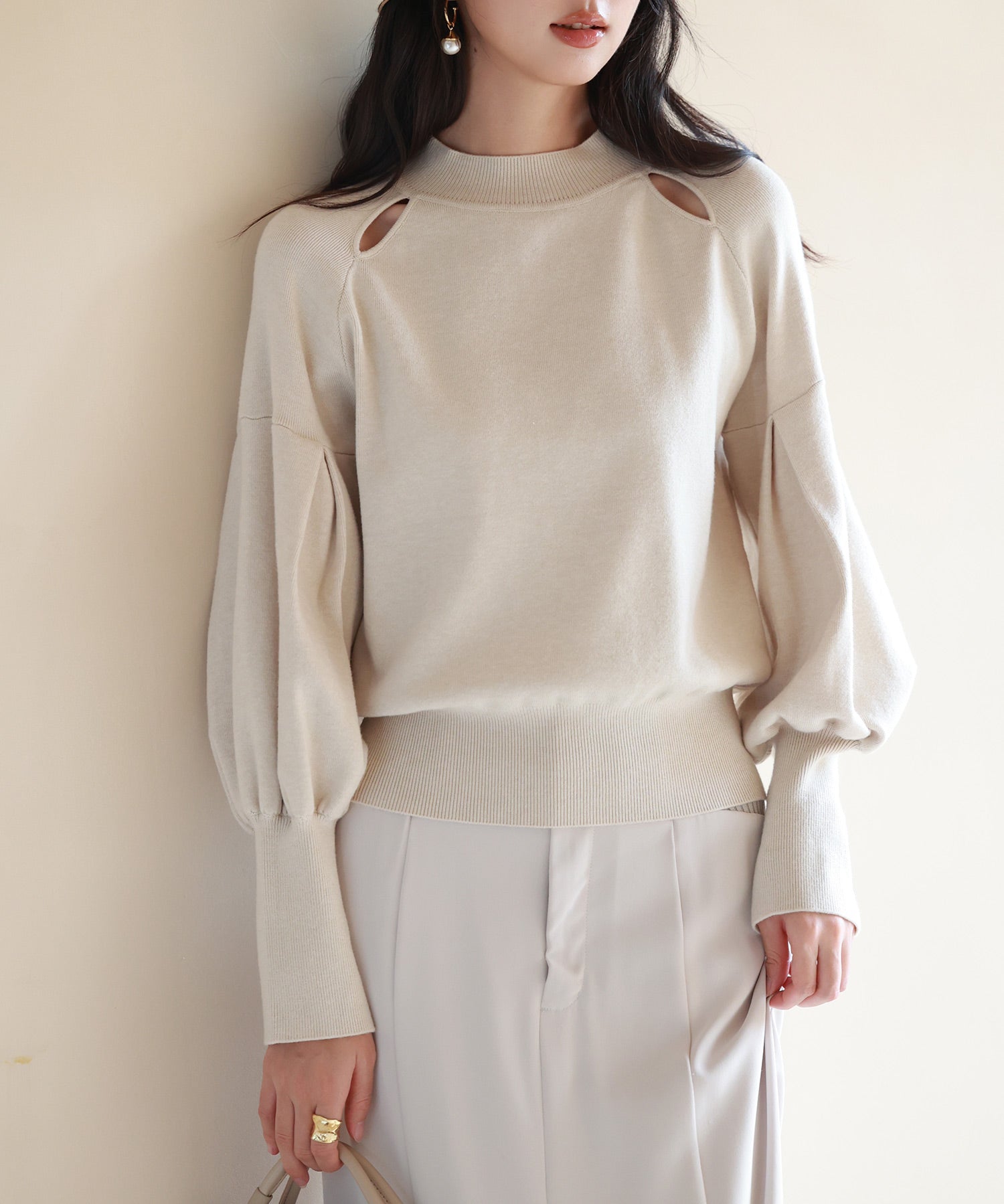 ふんわりスリープニットプルオーバーsdpxyf2972 アイボリー