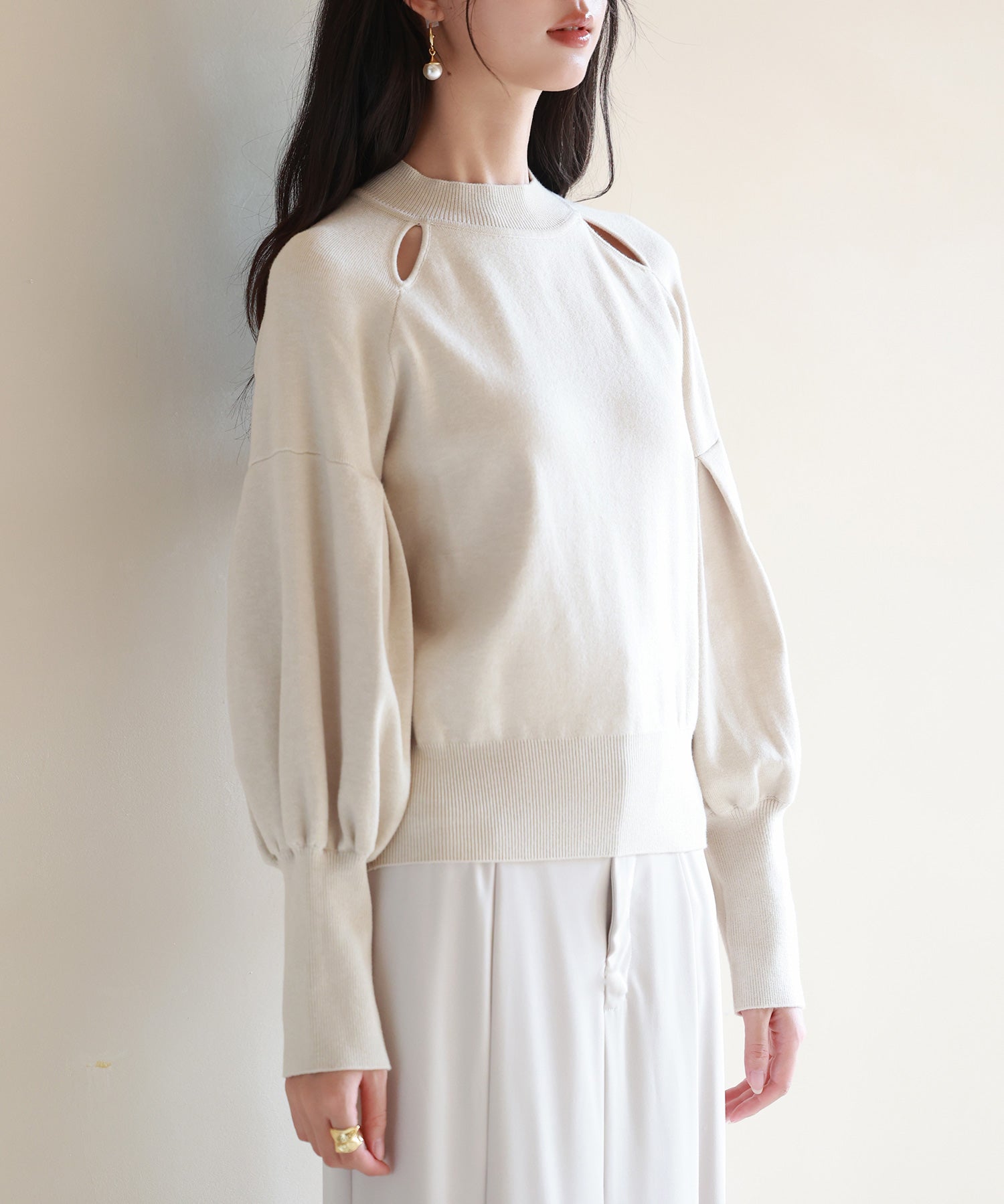 ふんわりスリープニットプルオーバーsdpxyf2972 アイボリー