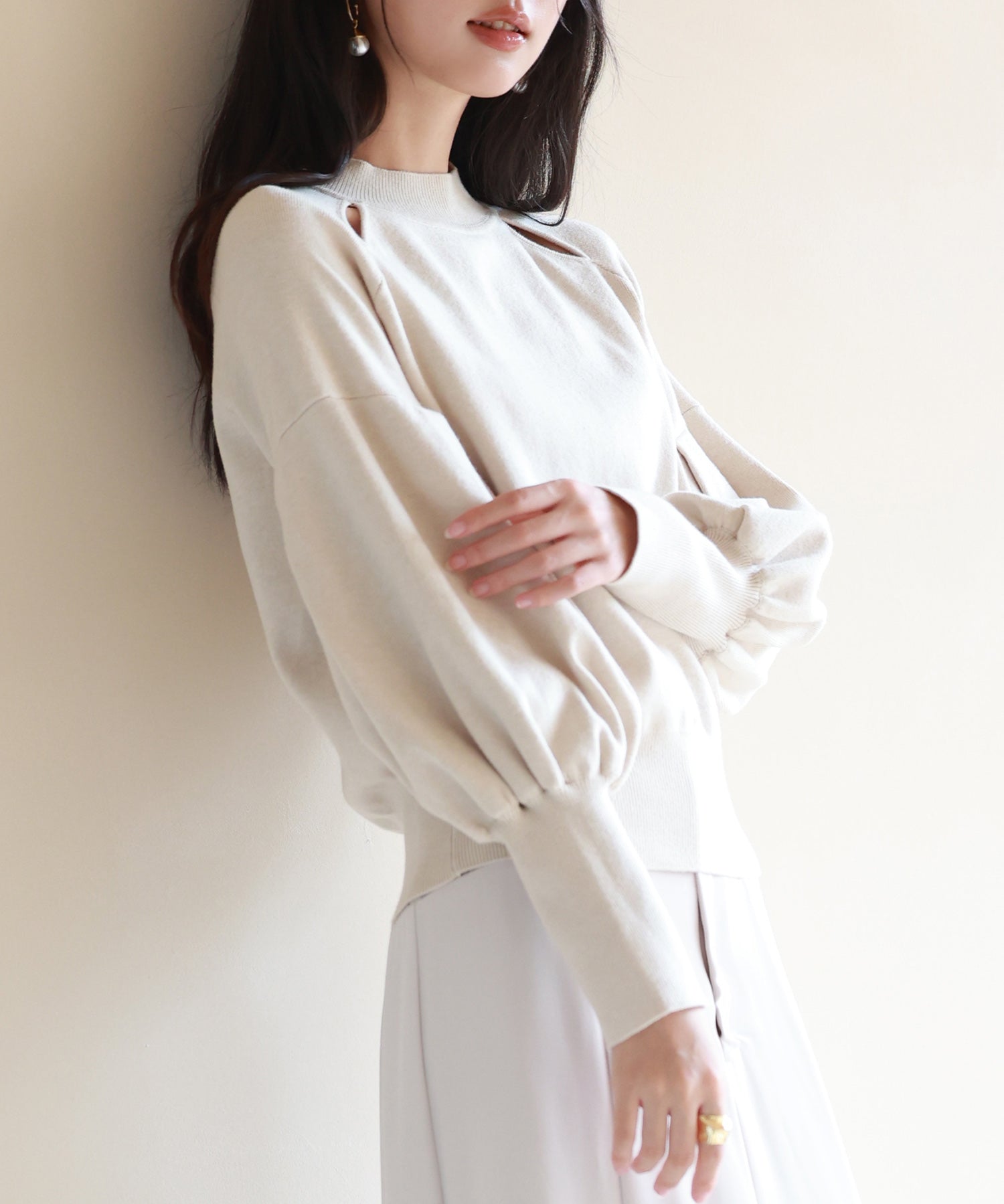 ふんわりスリープニットプルオーバーsdpxyf2972 アイボリー