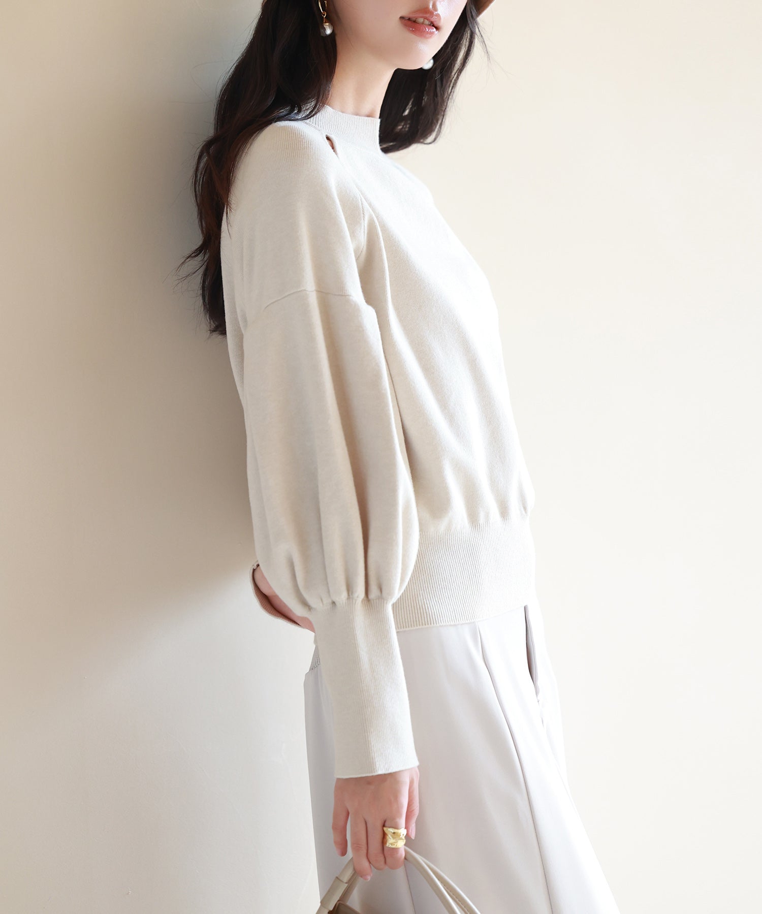 ふんわりスリープニットプルオーバーsdpxyf2972 アイボリー