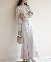 ふんわりスリープニットプルオーバーsdpxyf2972 アイボリー