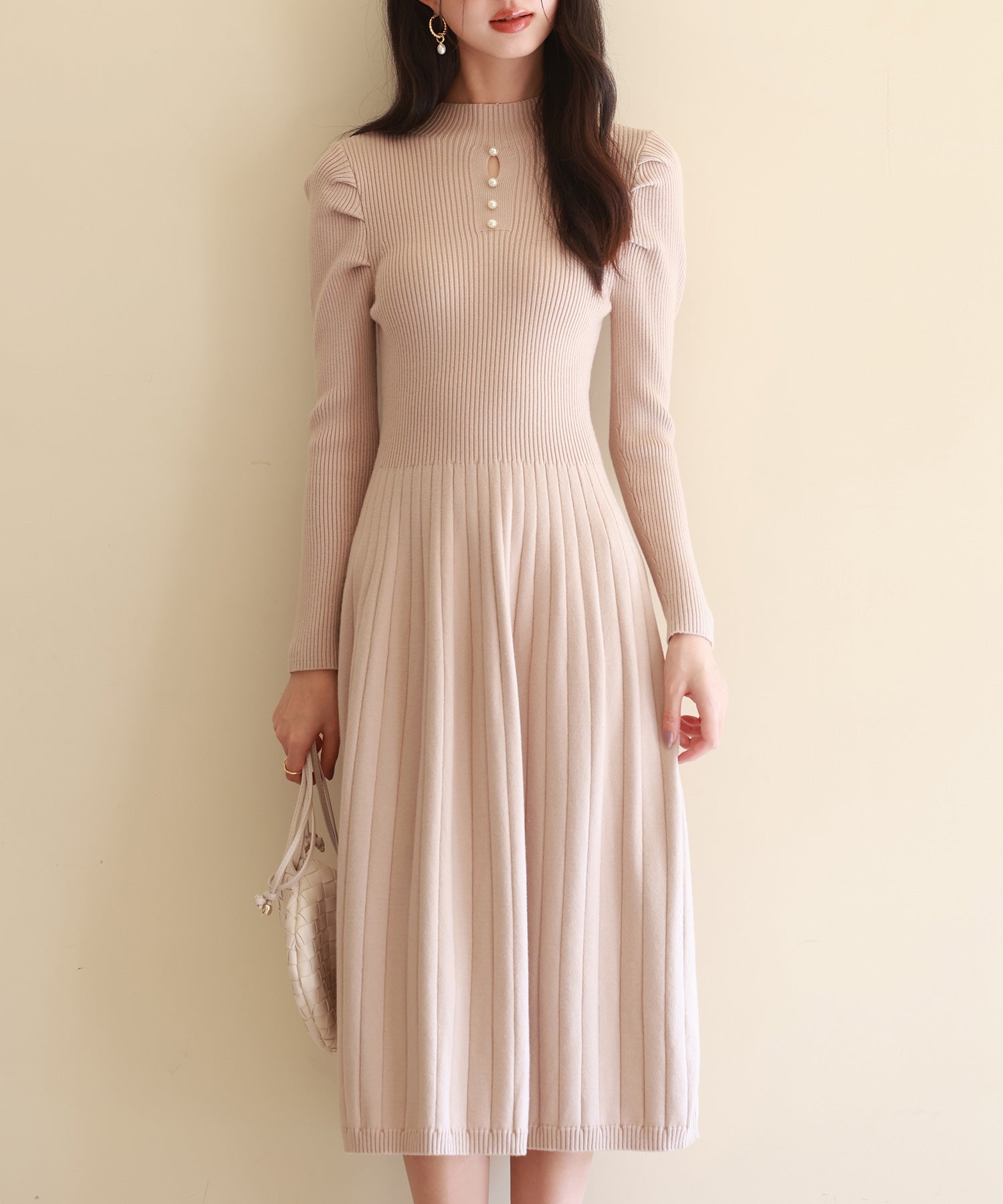 プチハイネックミモレ丈ワンピースsdpxyf2978-103-14