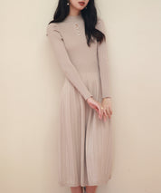 プチハイネックミモレ丈ワンピースsdpxyf2978 ベージュ