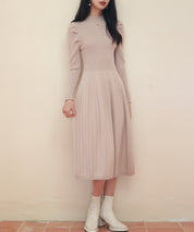 プチハイネックミモレ丈ワンピースsdpxyf2978 ベージュ