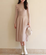 プチハイネックミモレ丈ワンピースsdpxyf2978 ベージュ