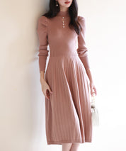 プチハイネックミモレ丈ワンピースsdpxyf2978 ブラウン