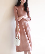 プチハイネックミモレ丈ワンピースsdpxyf2978 ブラウン