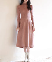 プチハイネックミモレ丈ワンピースsdpxyf2978 ブラウン