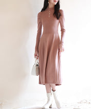 プチハイネックミモレ丈ワンピースsdpxyf2978 ブラウン