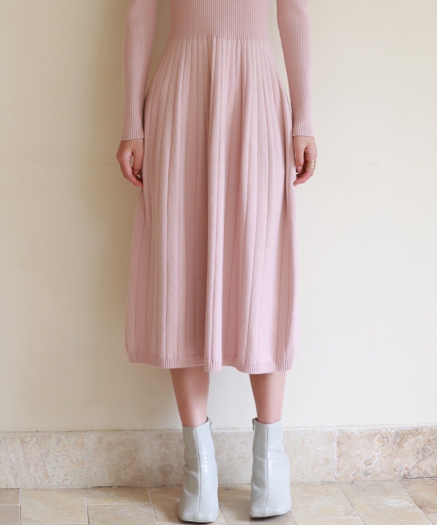 プチハイネックミモレ丈ワンピースsdpxyf2978 ピンク
