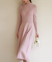 プチハイネックミモレ丈ワンピースsdpxyf2978 ピンク