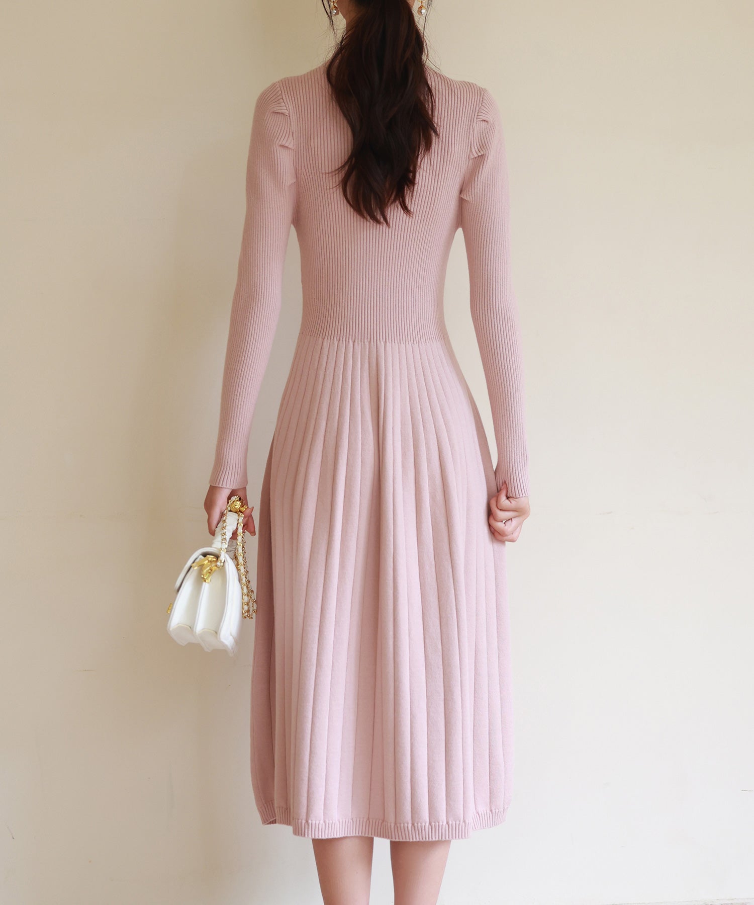 プチハイネックミモレ丈ワンピースsdpxyf2978 ピンク