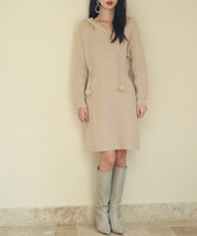 フード付きニット編みミニワンピースsdpxyf2985-103-14