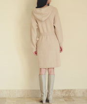 フード付きニット編みミニワンピースsdpxyf2985 ベージュ