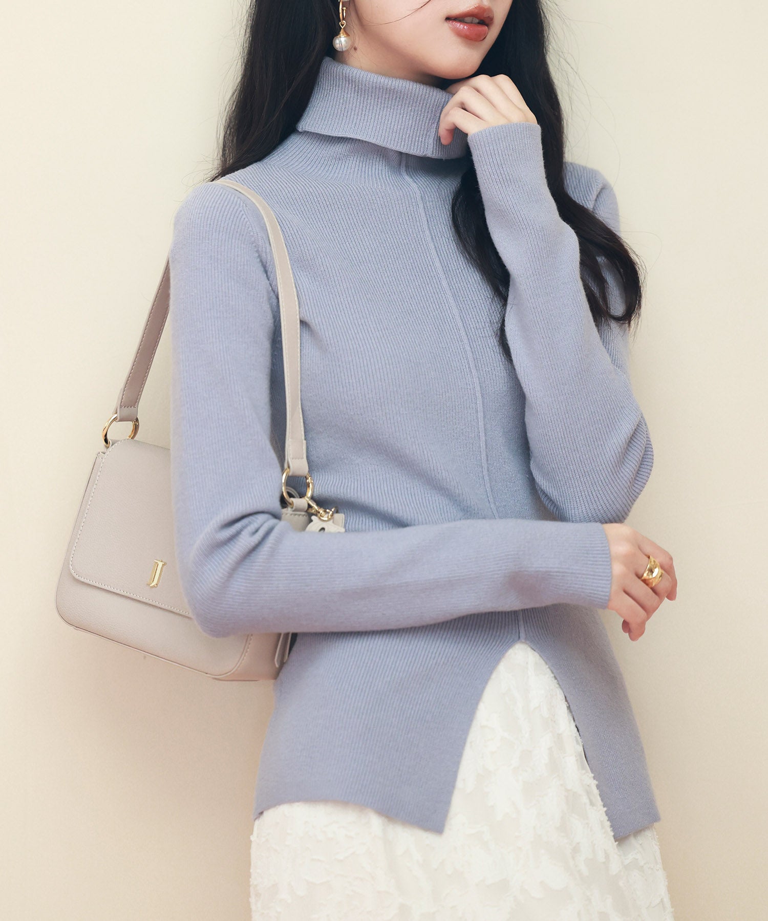 タートルネックニットプルオーバーsdpxyf2990 グレー